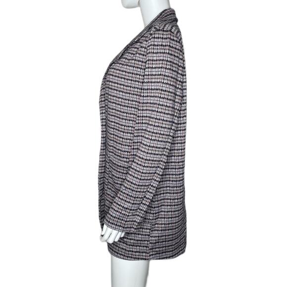 Sanctuary Women's Plaid Houndstooth Notch Collar Single Button Long Blazer sz M - Picture 2 of 4